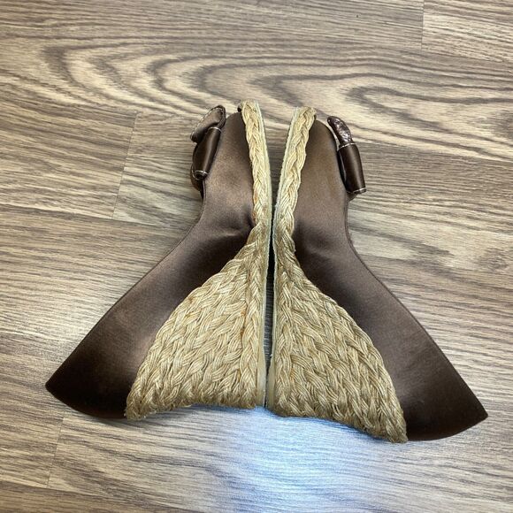 Stuart Weitzman Womes Size 8M Bowden Amaretto Open Toe Espadrille Wedge - Picture 3 of 9